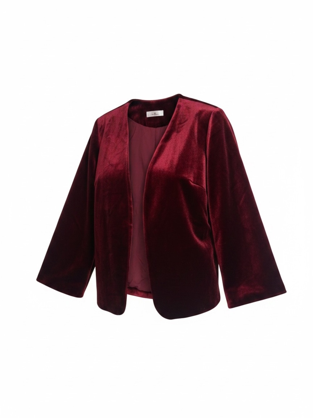 NWT Agnes Orinda Burgundy Velvet Open Front Blazer Jacket Size ? (Fits M/L)